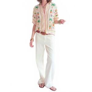 NEW MKT STUDIO women's calso button down blouse in natural